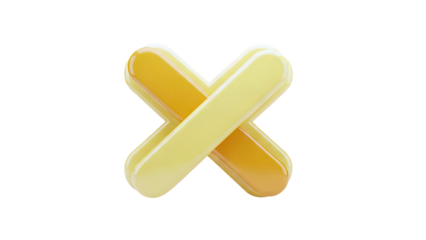 3D Rendered Yellow 'X' Symbol with Glossy Finish