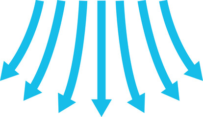 Air flow arrows collection. Wind stream, fresh water direction, conditioner or filter system infographic elements. Vector arrow icons set