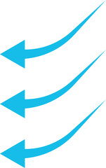 Air flow arrows collection. Wind stream, fresh water direction, conditioner or filter system infographic elements. Vector arrow icons set