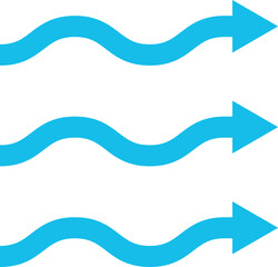 Air flow arrows collection. Wind stream, fresh water direction, conditioner or filter system infographic elements. Vector arrow icons set