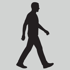 Walking Man Silhouette | Male Human Profile Icons, Pedestrian Stride Figures & Minimalist Travel Collection