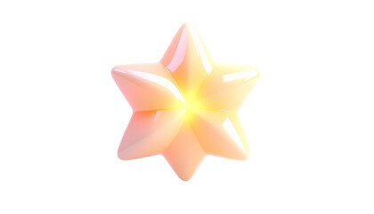 Glossy, six-pointed star with a golden core on a dark backdrop