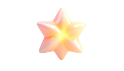 Glossy, six-pointed star with a golden core on a dark backdrop