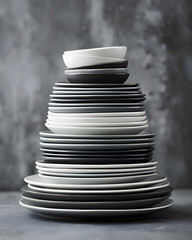Vertical Stack of Plates Minimal Kitchen Concept