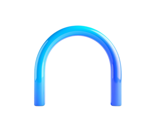 Glossy, neon-blue gradient arc on black background