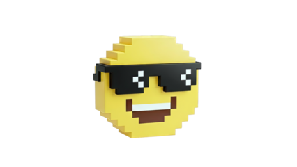 Pixelated Yellow Emoji with Sunglasses