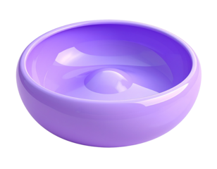 Smooth, glossy, purple bowl, curved interior, isolated on black