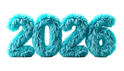 Fluffy cyan numbers forming "2026" on black