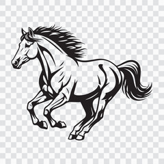 Galloping Horse Silhouette Running Stallion Sketch Icons, Majestic Equine Logos 