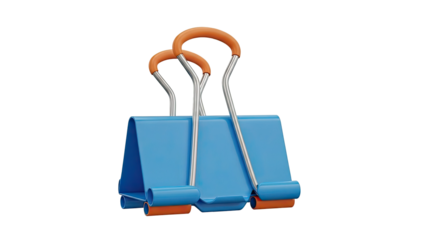 Two Blue and Orange Binder Clips