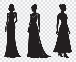 Woman Silhouette | Elegant Dress and Gown Icons, Fashion Profile Graphics & Stylish Event