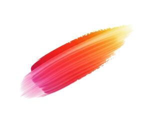 Vibrant red to yellow gradient brush stroke isolated on transparent background
