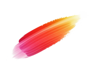 Vibrant red to yellow gradient brush stroke isolated on transparent background