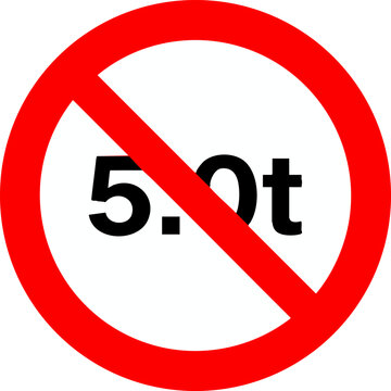 Traffic sign prohibiting vehicles exceeding five tons weight limit