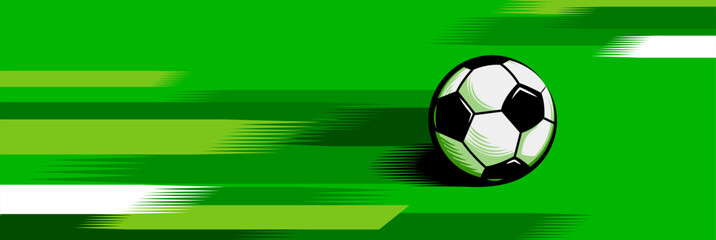 Soccer banner background with football on field, modern sports design