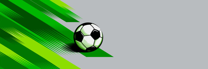 Soccer banner background with football on field, modern sports design