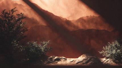 Sunlit mountain landscape