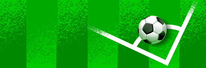 Soccer banner background with football on field, modern sports design