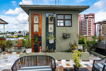 Roof terrace of high-rise residential building in Manaus, Amazonas, Brazil