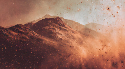 Sunset over mountain range