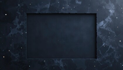 Dark space background with starry night sky and empty frame