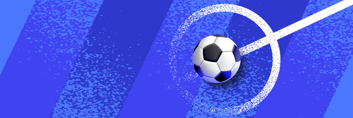Soccer banner background with football on field, modern sports design