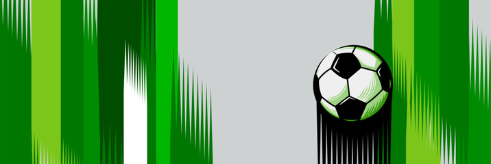 Soccer banner background with football on field, modern sports design