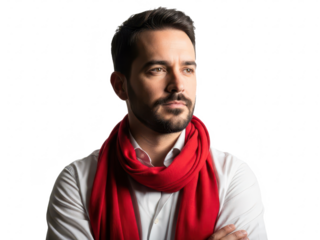 Closeup of red autumn leaves on transparent background