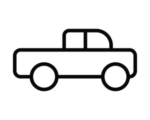 Simple Black Line Illustration of a Side View Pickup Truck Design