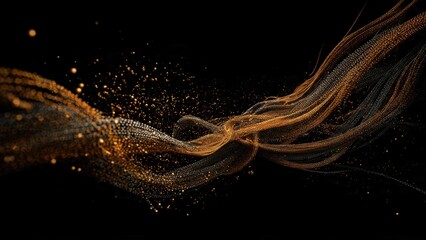 Golden Abstract Lines on Black Background