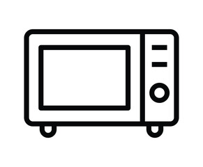 Minimalist Outline of Microwave Oven in Black and White Design Style