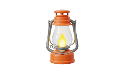 Orange Lantern with Glowing Flame