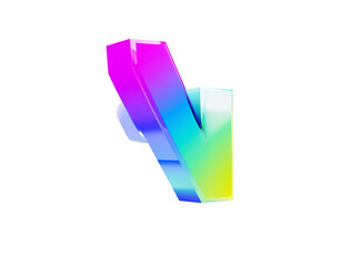 3D-rendered letter "V" with a vibrant, glossy gradient