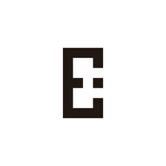 Letter E square dot geometric symbol simple logo vector