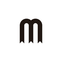 Letter M ribbon, curve geometric symbol simple logo vector
