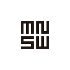 Letter M, N, S and W square, squares geometric simple symbol logo vector