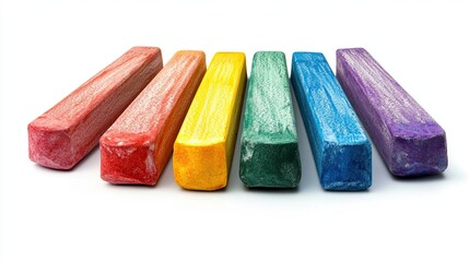 Vibrant colorful chalks arranged in rainbow pattern