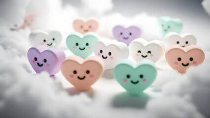 Evergreen valentine's day hearts in cloudy sky