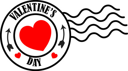 Valentine s day postmark stamp design with heart