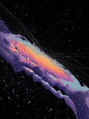 Abstract Cosmic Landscape with Vibrant Colors and Stars