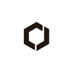 Letter OJ JO O J hexagon geometric simple symbol logo vector