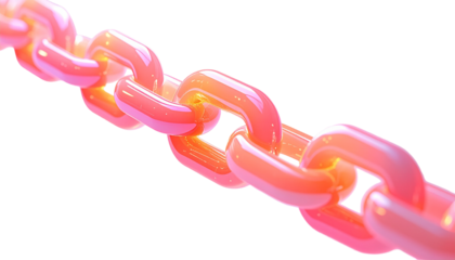 Glowing, glossy, translucent chain links in shades of red and orange