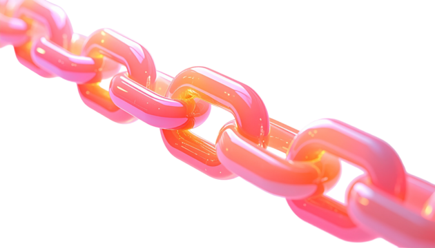 Glowing, glossy, translucent chain links in shades of red and orange - Powered by Adobe