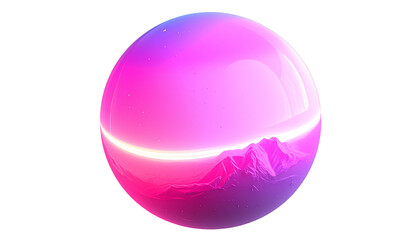 Rendered sphere with glowing horizon and mountain range