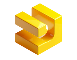 Shiny 3D golden abstract shape against a black background