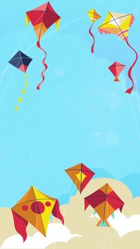 Colorful Kites Soaring High Motion Background video