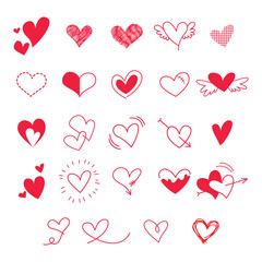 Hand Drawn Love Heart Doodle Illustration Set