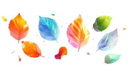 Digitally painted leaves in various vibrant colors against a black backdrop