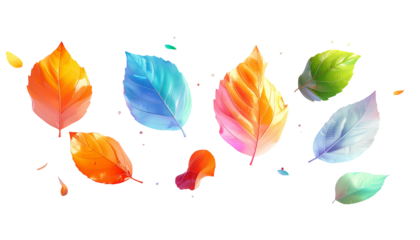 Digitally painted leaves in various vibrant colors against a black backdrop