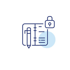 Weekly planner and diary and lock. Private access to notes and event. Pixel perfect, editable stroke vector icon